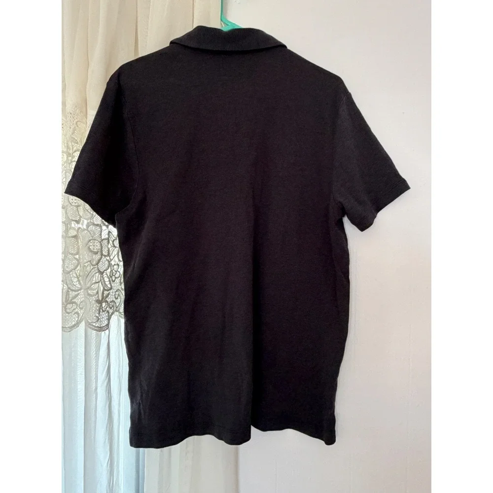 Banana Republic Polo Shirt Mens XL Charcoal Grey Short Sleeve Micrco Pin Striped